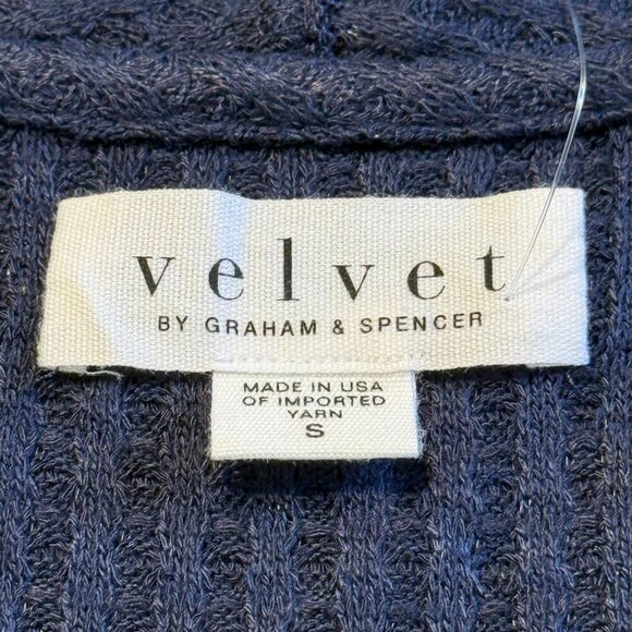 Velvet by Graham & Spencer Bertha Waffle Knit Waterfall Cardigan Navy Size Small - Picture 9 of 9